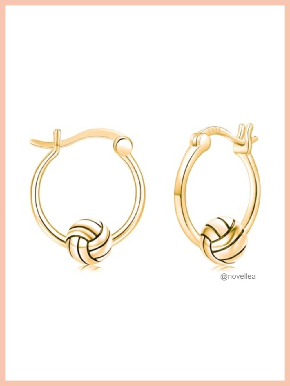 925 Sterling Silver Sports Hoop Earrings for Women Volleyball Baseball